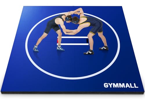 Wrestling Mat 10'x10'/8'x8'/6.6'x10' for Home Outdoor Indoor, 1.2" Thick Foldable XPE Jiu Jitsu Floor Exercise Mat for Gymnastics, PE Training, BJJ, MMA, Martial Art, Grappling, Judo, Boxing, Yoga - color: blue, size: 8ft*8ft*1.2inch(2.4m*2.4m*10cm)