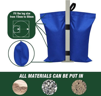 Eurmax USA 130LBS 4-Pack Universal Canopy Weights,Reinforced Double Pockets, Secure Wind Protection,Easy Wrap-Around Installation Heavy Duty Sandbags (Without Sand),Fits All Instant Shelter Legs,Blue - color: Blue, style: Twin Cylinder Sand