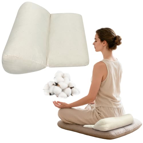 Meditation Cushion for Sitting on Floor Yoga Bolster Meditation Pillow Foldable and Multifunctional Floor Seat Cushions Ergonomics Tailbone Support Mat - Organic Cotton Cover