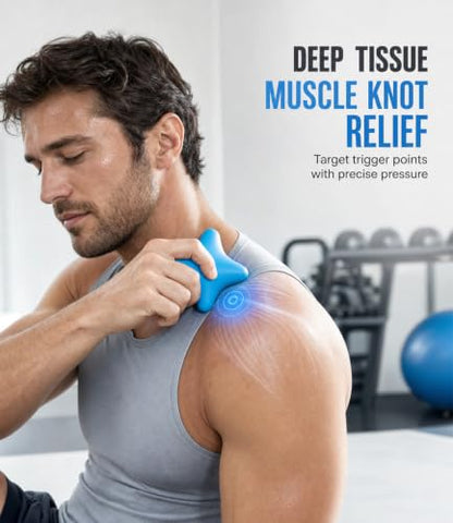 Trigger Point Massage Tool, 3" × 2.6", Deep Tissue Manual Massage Ball for Muscle Knots & Myofascial Release, Physical Therapy Tool for Plantar Fasciitis, Foot Hand Hip & Back Soreness Relief - color: Blue