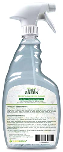 SuperGreen Powerful All-Purpose Cleaner and Degreaser | USDA Certified Bio-Based, Non-toxic, NO Ammonia or Phosphates, Cucumber Fragrance 32 fl oz 1 Pack… - size: 32 Fl Oz (Pack of 1)