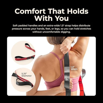 Sunny Health & Fitness Premium Yoga Stretch Strap, 10 Individual Grip Loops