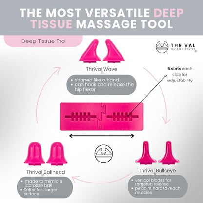 Thrival Deep Tissue Pro, Adjustable Psoas Muscle Release Tool, Pink - color: Pink, size: Thrival Deep Tissue Pro