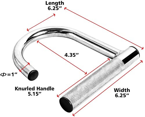 Metal Resistance Band Handles Pull Up Handle with Grip Tapes, Heavy Duty Industrial Grade Steel Knurled Surface Handles for Elastic Band Workouts (Chrome)