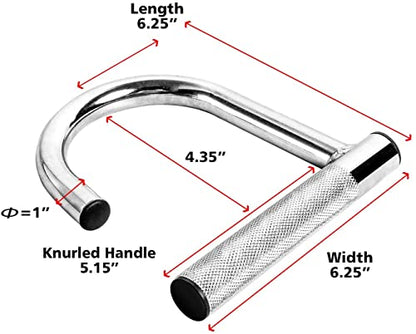 Metal Resistance Band Handles Pull Up Handle with Grip Tapes, Heavy Duty Industrial Grade Steel Knurled Surface Handles for Elastic Band Workouts (Chrome)