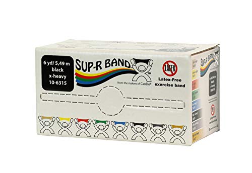 CanDo 10-6315 Sup-R Latex Free Exercise Band Roll, 6 yd Length, Black-X-Heavy - color: Black: X-Heavy, size: 6 yd