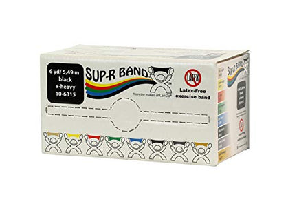 CanDo 10-6315 Sup-R Latex Free Exercise Band Roll, 6 yd Length, Black-X-Heavy - color: Black: X-Heavy, size: 6 yd