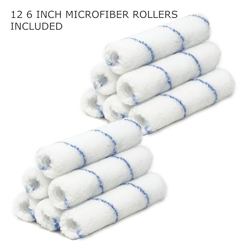 Allgala 6" Mini 3/8" Nap Shedless Microfiber Paint Roller Cover for Door Trim Furniture Cabinets - 12 Pack - TH10380 - size: 6" Micro (Pack of 12)