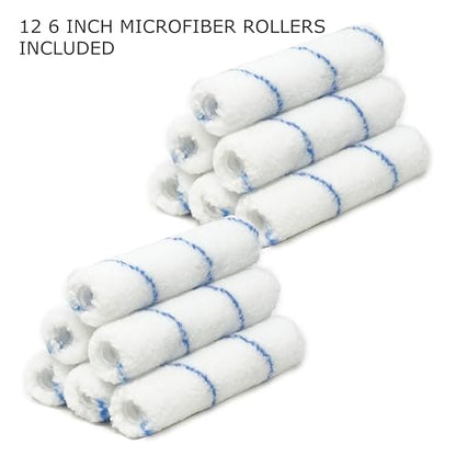 Allgala 6" Mini 3/8" Nap Shedless Microfiber Paint Roller Cover for Door Trim Furniture Cabinets - 12 Pack - TH10380 - size: 6" Micro (Pack of 12)