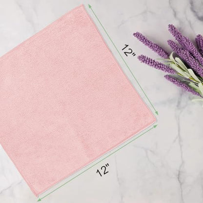 UNIMADE Washcloths 10 Pack Face Towels (12" x 12"), Highly Soft Wash Cloths | Hand Towels, Fast Drying Multi-Purpose Microfiber Cleansing Cloths for Bathroom, Hotel, Spa, and Salon Pink - color: Pink, size: 10Pack