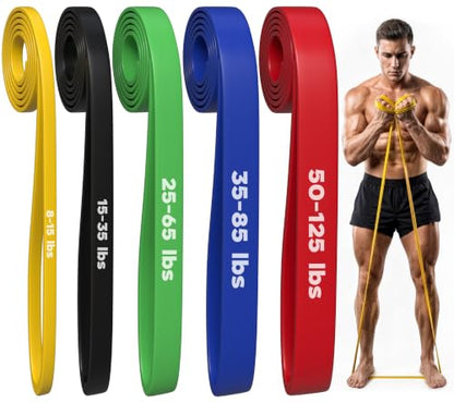 Pull Up Resistance Bands Set of 5 (8-125 lbs) Heavy Duty Workout Bands