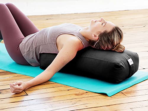 Pranayama Yoga Bolster Meditation Pillow - color: Black, size: Rectangular 28" x 12" x 8"