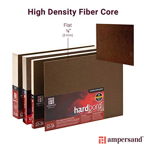Ampersand Art Supply Hardboard Wood Painting Panel: Museum Series Hardbord, 14" x 18", 1/8 Inch Flat Profile - color: 1/8 Inch Flat Profile, size: 14" x 18"