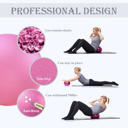 Soft Pilates Yoga Ball, Small Exercise Ball, Mini Rubber Workout Equipment - color: Blue&Pink