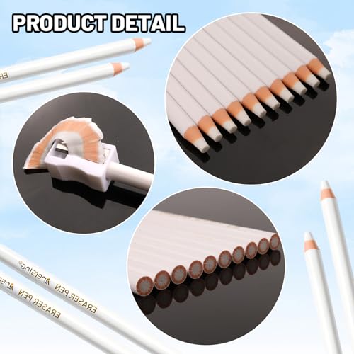 11pcs Precision Eraser Set(10 Pack Precision Eraser with Sharpener), Drawing Erasers Pens for Artists, Detail Erasers Pen for Sketching and Coloured Illustrations, Accurate Force Transmission Erasers