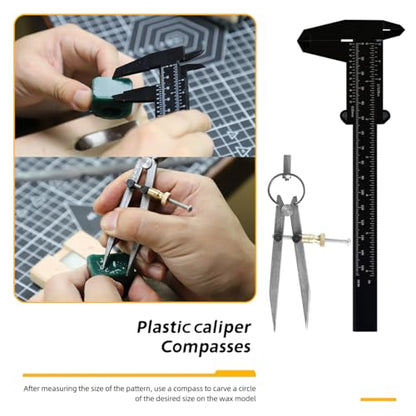 Jewelry Wax Ring Sizer Carving Tool Kit Ring Wax Making Mold Kit Lost Wax Casting Supplies Included Ring Sizer Mandrel Measurer Tool Jewelry Wax Tube Jewelers Wax Saw Frame Wax File Ring Clamp