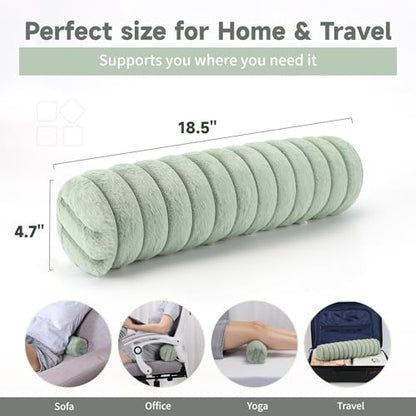 Round Cervical Roll Cylinder Bolster Pillow, Cervical Neck Roll Sponge Pillow, Faux Fur Cylinder Pillows, Neck Pillow for Sleeping for Head, Neck, Back, and Legs (Pink) - color: Pink