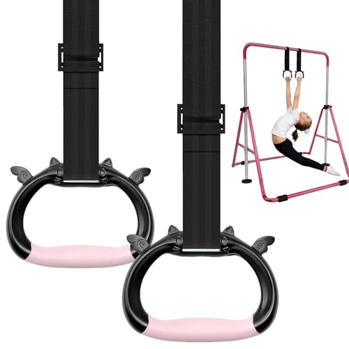 Gymnastics Rings for Kids, Professional Adjustable Extended Straps, 550 lbs Weight Capacity, Featuring Premium Non-Slip Grip Design, Suitable for Indoor/Outdoor Strength and Fitness Training.