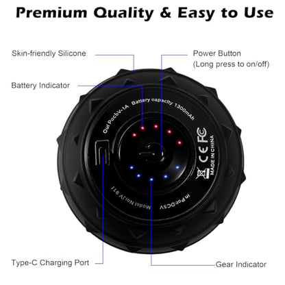 5-Speed Vibrating Massage Ball: Silicone Electric Massager with Auto Shut-Off, Physical Therapy Ball for Fitness, Mobility, and Relaxation, Wellness Gift (Black) - color: Black