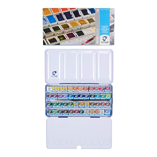 Van Gogh Watercolor Paint Set, General Selection, 48 Half-Pan - color: 48 General (Metal Tin), style: Half Pan