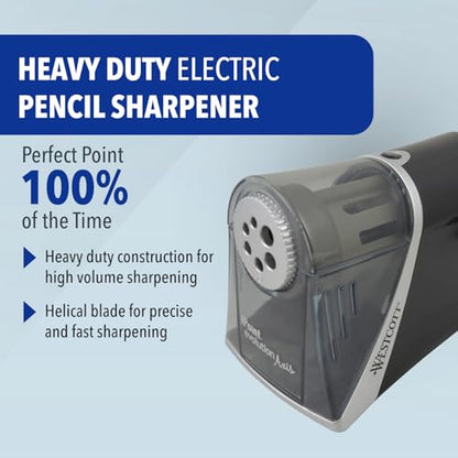 Westcott iPoint Evolution Axis Heavy Duty Electric Pencil Sharpener for Classroom, Black and Silver - size: Pack of 1, style: iPoint Evolution Axis