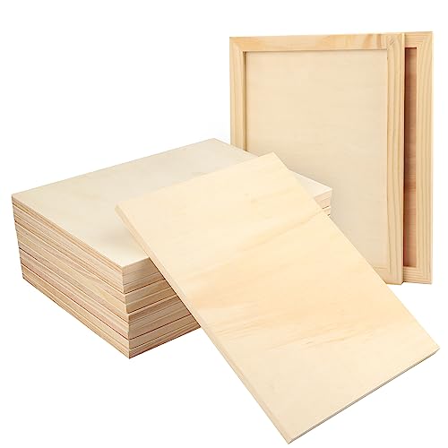 GNIEMCKIN 12 Pack Wood Canvas Boards for Painting, 9 x 12 Inch Canvas Panels for Art Projects, Cradled Artist Panels for Oil, Acrylic, Encaustic, Wood Burning, Pouring and More - size: 12 Pack