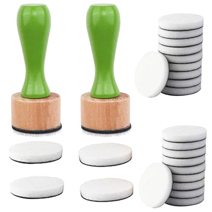 26 Pcs/Sets Ink Blending Tool Sets, Include 2 Pcs Round Ink Mini Applicator Tools and 24 Pcs Replacement Refill Foam Pads for Drawing Distressing Blending Scrapbooking & Stamping Supplies (Green) - color: Green
