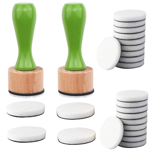 26 Pcs/Sets Ink Blending Tool Sets, Include 2 Pcs Round Ink Mini Applicator Tools and 24 Pcs Replacement Refill Foam Pads for Drawing Distressing Blending Scrapbooking & Stamping Supplies (Green) - color: Green