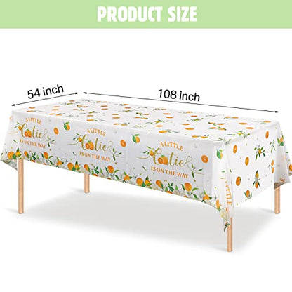 Tegeme Little Cutie Tablecloth Orange Fruit, Plastic Baby Shower,3 Pack | Disposable Table Cover, Little Cutie is on the Way Tablecloth, Baby Shower Birthday Tangerine Decor