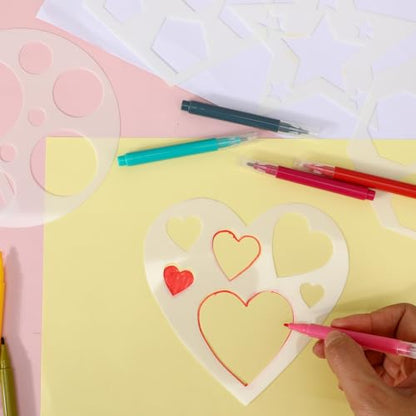 12 Pcs Drawing Stencil Geometric Stencils Circle Square Heart Star Template Set for Painting Basic Shape Tracing Stencils Simple Drawing Stencils for Classroom Painting DIY Craft - size: Small
