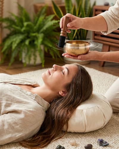 Hihealer Singing Bowl, Authentic Tibetan Sound Bowl for Yoga - color: Black