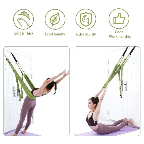 Waist Back Leg Stretch Strap Yoga Fitness Stretcher Back Bend Assist Trainer Waist Flexibility Equipment Over Door Yyoga Sstrap for Pilates, Dancing, Gymnastics Training Belt with Door Anchor