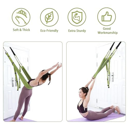 Waist Back Leg Stretch Strap Yoga Fitness Stretcher Back Bend Assist Trainer Waist Flexibility Equipment Over Door Yyoga Sstrap for Pilates, Dancing, Gymnastics Training Belt with Door Anchor