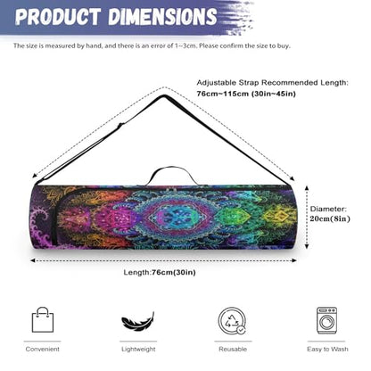 Spacious Extra Large Storage Yoga Mat Bag | Huge Capacity Mandala Gym Tote - Waterproof Wear-Resistant Carrier Strap Pilates - color: Neon Star Night