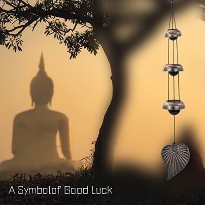 Three Cooper Leaf Temple Wind Chime,Wind Chimes with 3 Bells - size: Three-Bodhi
