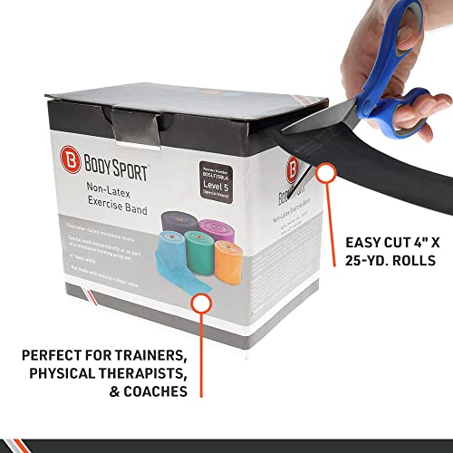 Body Sport Exercise Band, 25 yd. x 4 in. Roll - Home & Gym Fitness Equipment for Stretching, Strength Training & Physical Therapy - color: Orange