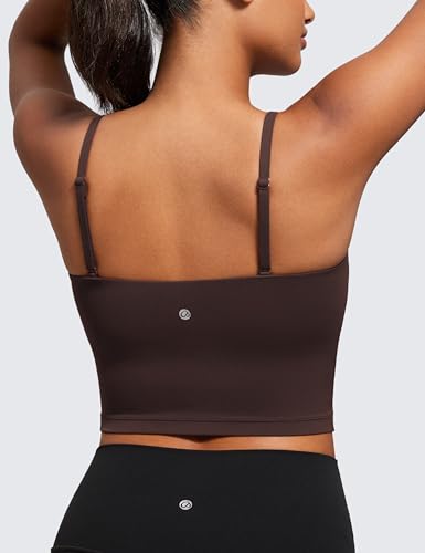 CRZ YOGA Butterluxe Cami Crop Tank Tops - color: Hot Fudge Brown, size: Large