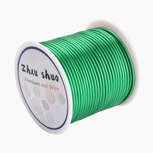 12 Gauge(2mm) Aluminum Wire 35 Yards Anodized Metal Wire for Bonsai Armature Crafting Sculpting Jewelry Craft Making Beading Floral (Green, 12 Gauge) - color: Green