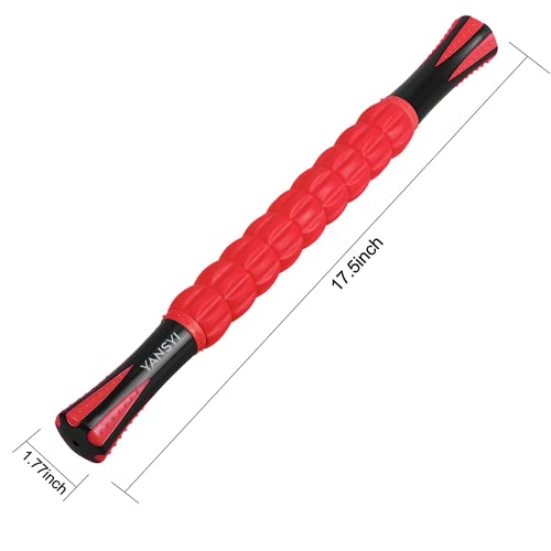 YANSYI Professional 9-Roller Deep Tissue Massage Stick - Portable Muscle Recovery Roller for Athletes, Relieves Post-Workout Soreness & Leg/Back Pain - Portable Physio Tool (Red) - color: Red