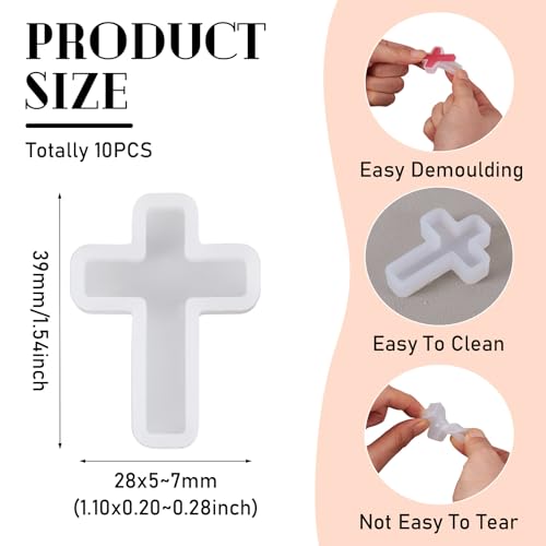 Craftdady 10 PCS Cross Resin Molds Silicone Epoxy Resin Jewelry Molds Crucifix Casting Mold Making Kit for Pendant Jewelry Necklace Earring Bracelet Keychain Ornaments Halloween Gifts