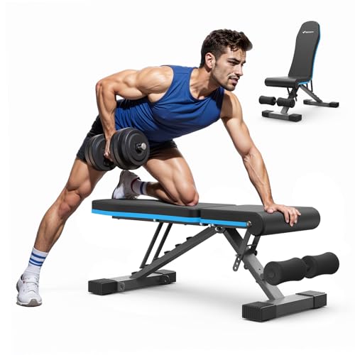 MERACH Weight Bench, Foldable Weight Benches for Home Gym with 990 LBS, Adjustable Weight Bench with 72 Training Angles, Incline Bench Press for Full Body