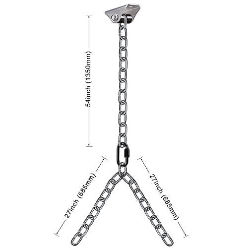 BeneLabel 2Pcs 81" (6.75 ft) Heavy Duty Porch Swing Chain with Silent Swing Hanger Hanging Chair Hanger for Indoor Outdoor Playground Bench Chair Hammock Chairs 1000LB Capacity - Silver Chain - color: Silent Swing Hanger With 81" Chain