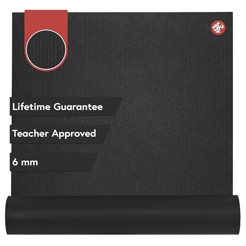 Manduka PRO Yoga Mat - 6mm | Lifetime Durability | Hygienic Construction | Premium Studio Quality | Teacher Approved - color: Black, size: 71" x 26"