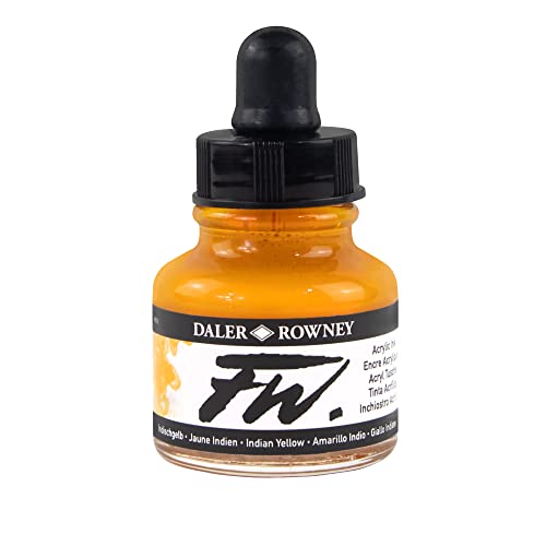 Daler-Rowney FW Acrylic Artists Ink, 1 oz, Indian Yellow (160029643) - size: 1 fl oz