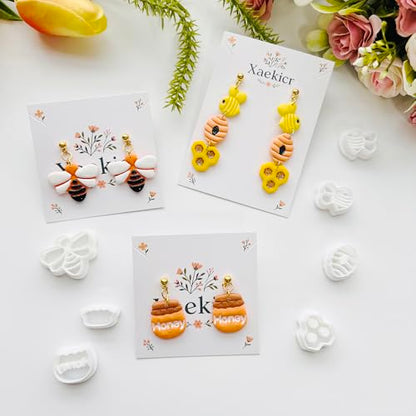 Bee Theme Polymer Clay Cutters Set – Molds, Clay Cutters for Polymer Clay, Clay Earring Tools - color: J color