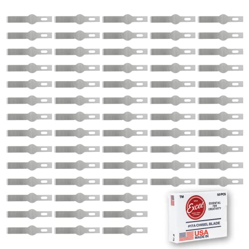 Excel Blades #17 50-Pack Chisel Craft Knife Blades, Carbon Steel, USA Made