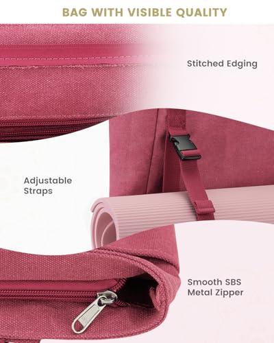Gonex Yoga Mat Bag For Women Canvas Tote Pilates Gym Bag With Mat Carrier | Front-Opening Quick Access Mat Straps, Durable Cotton Canvas, Machine Washable, Bottle Holder Multi Pockets, Yoga Gym Travel - color: Brick Red, size: Classic (15.5×5.5×14.5inch)