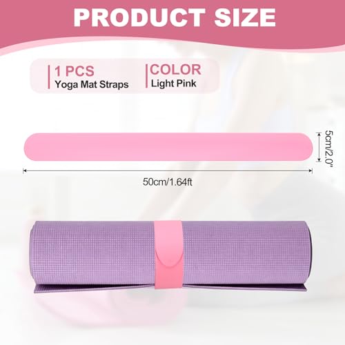 Yoga Mat Strap Slap Band, One Snap Yoga Mat Slap Band for Keep Mats Tightly Rolled Exercise Mat Sling Holder - color: Light Pink