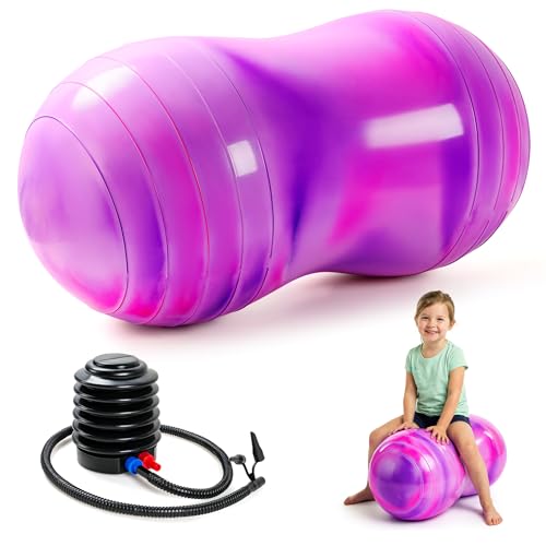 18''/20'' Peanut Ball for Kids & Adults, Anti-Burst Exercise Ball - color: Purple-pink, size: 18''(45cm*90cm)