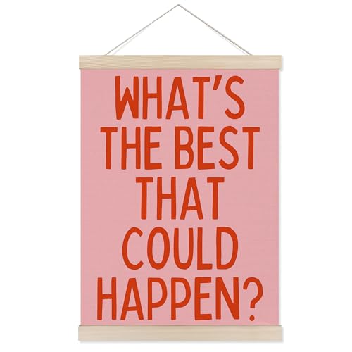 Welshower Boho Motivational Positive Poster Hanger Frame, What's the Best That Could Happen Positive Affirmations Wall Art Prints Decor for Living Room Bedroom Home Office Framed, 12x16 Inch（pink） - color: positive words15